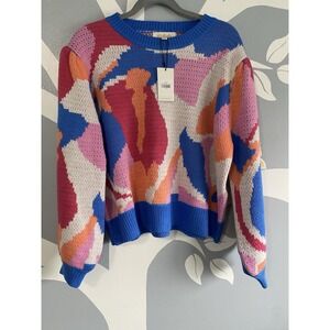 NWT! Listicle Striped Knit Sweater Multicolor Boho Pullover Womens L Art to Wear